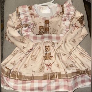 Pink Teddy Bear Dress with Ruffles